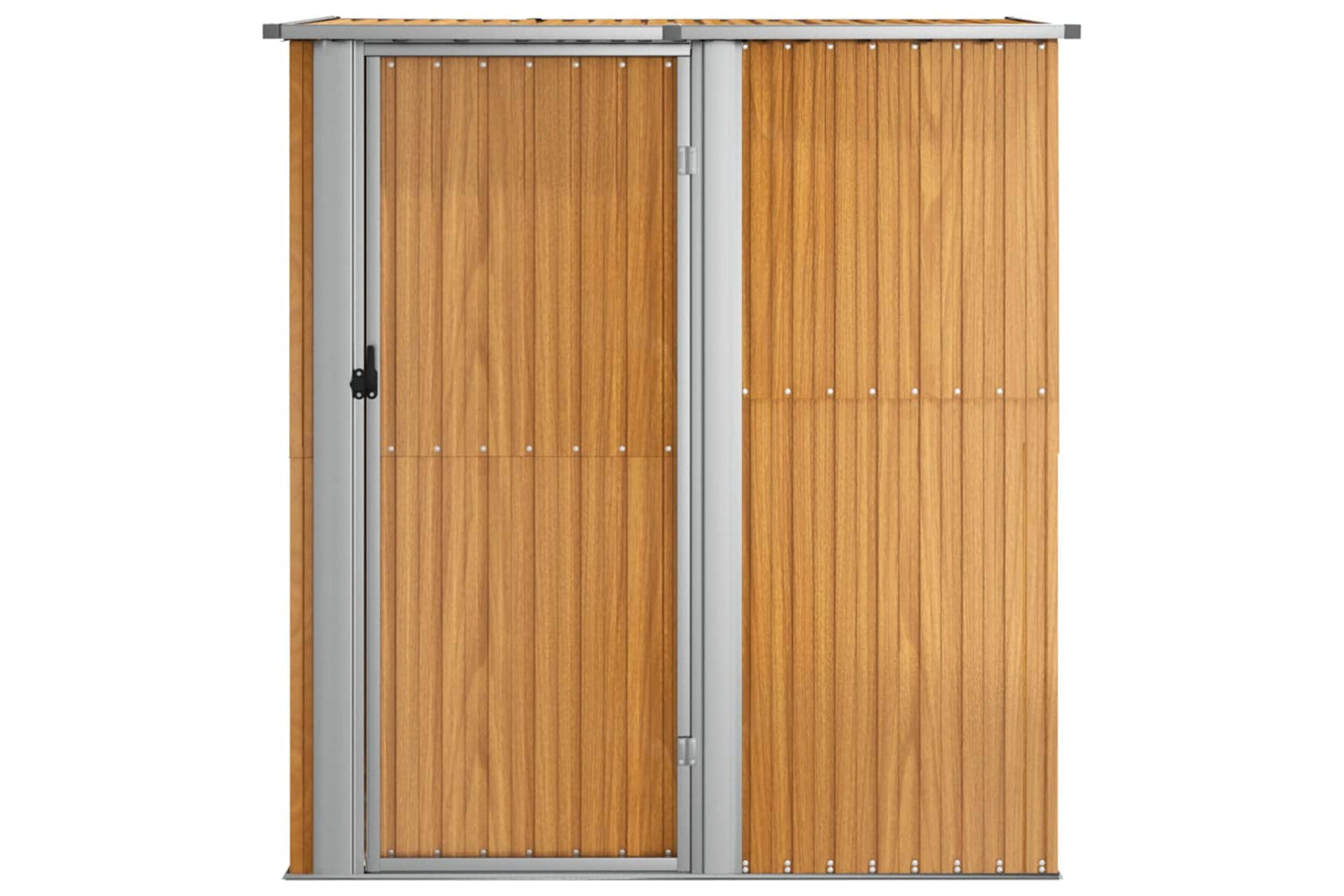 vidaXL Garden Shed 180.5x97x209.5cm Galvanised Steel Wooden Look-2