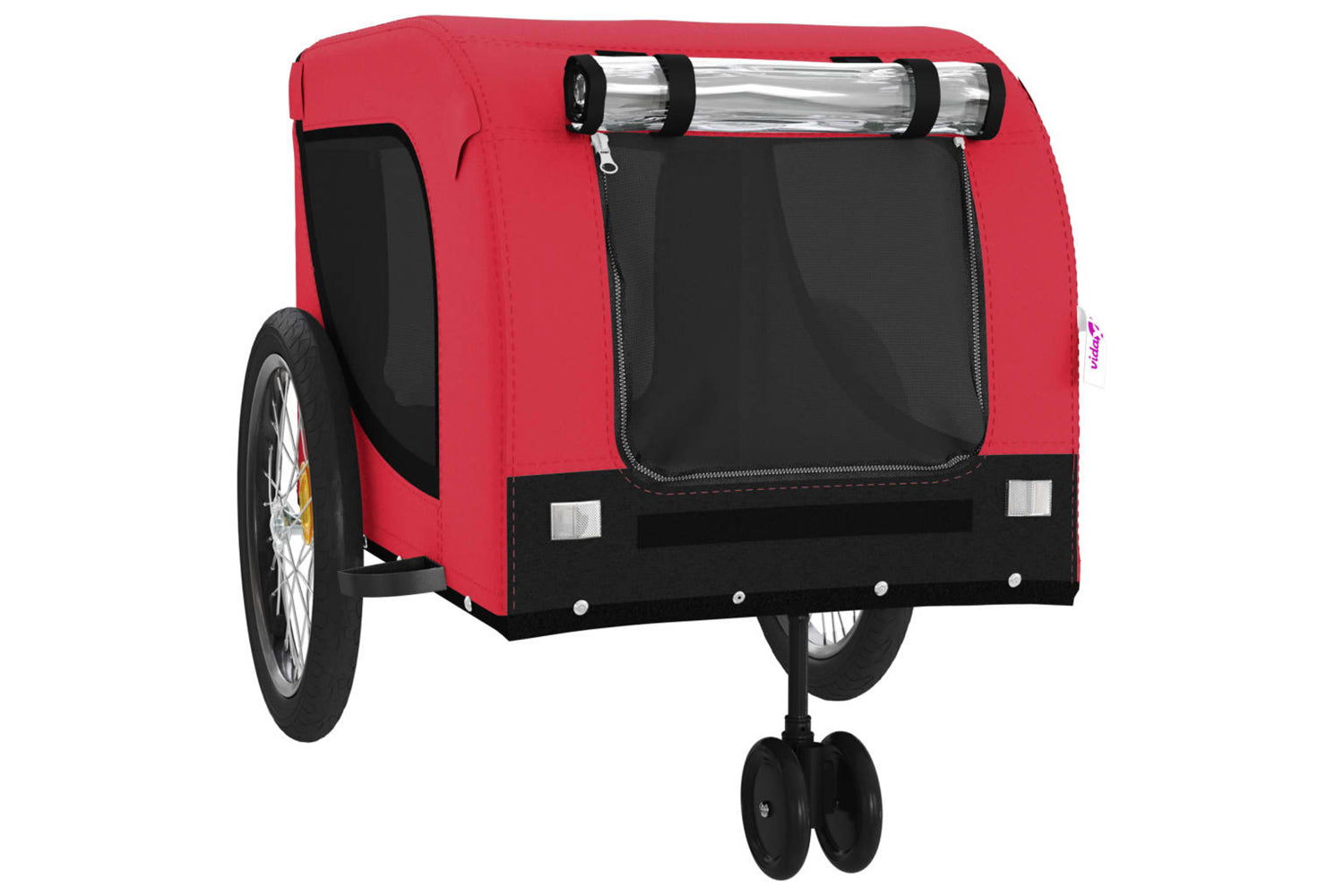 Vidaxl 94027 Pet Bike Trailer Red And Black Oxford Fabric And Iron-3
