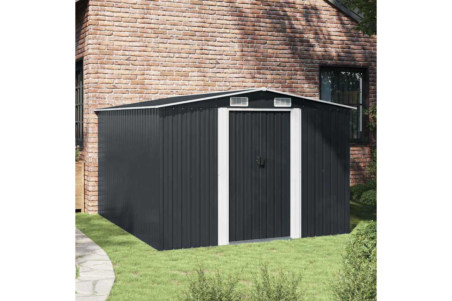vidaXL 143342 Garden Shed 257x298x178cm Metal Anthracite-3