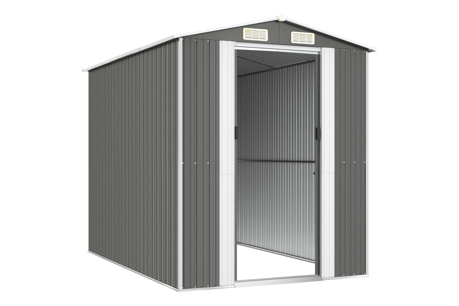 vidaXL 3147439 Garden Shed Light Grey 192x274x223cm Galvanised Steel-3