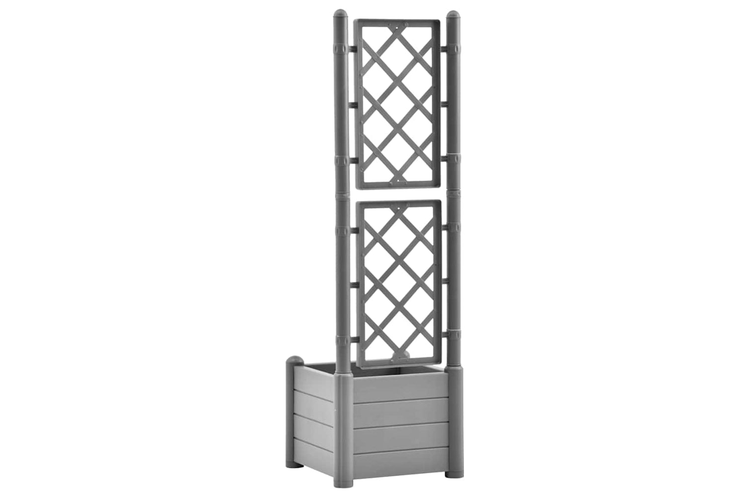 vidaXL 317581 Garden Planter With Trellis 43x43x142cm Pp Stone Grey-5