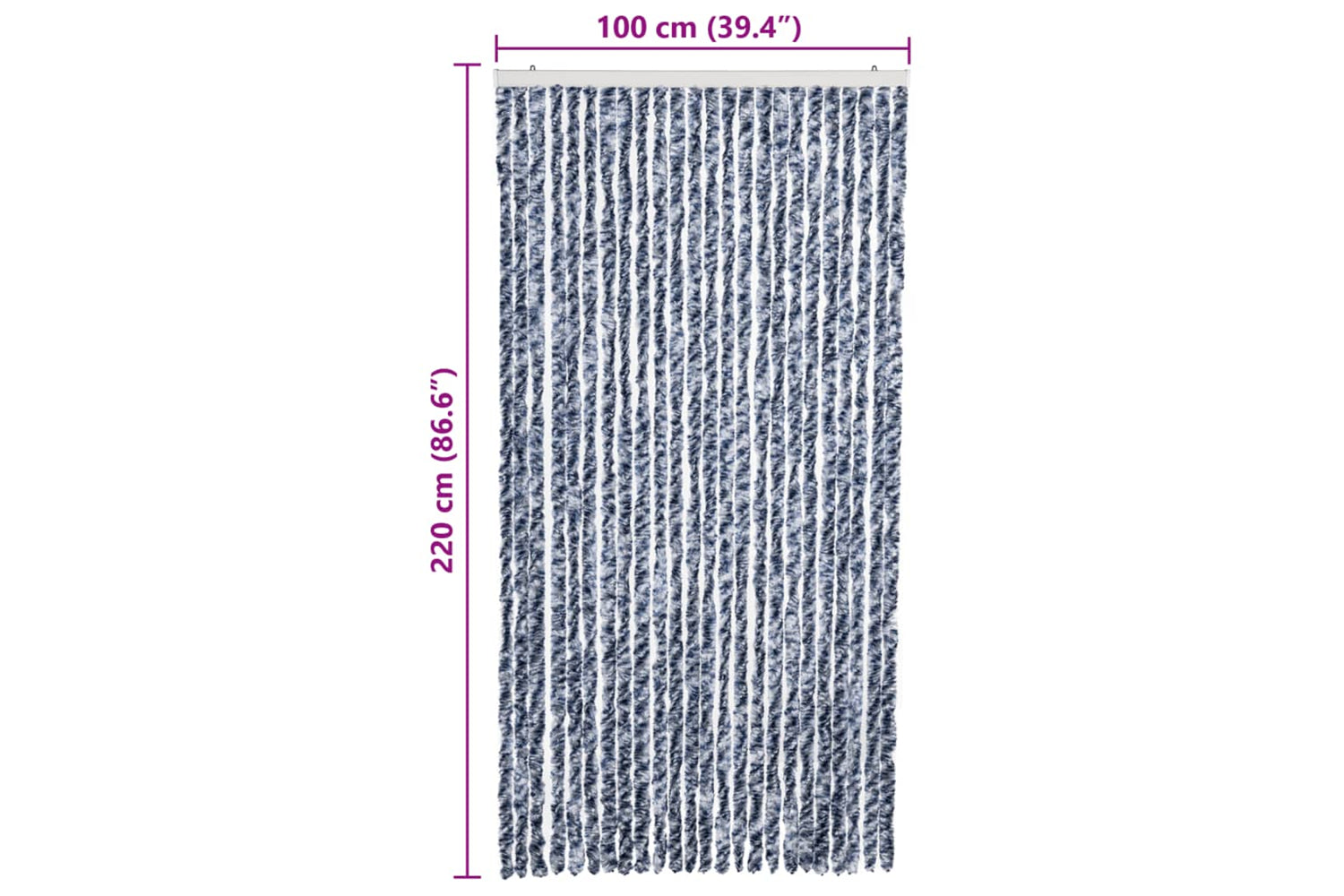 vidaXL Insect Curtain Blue, White And Silver 100x220cm Chenille-6