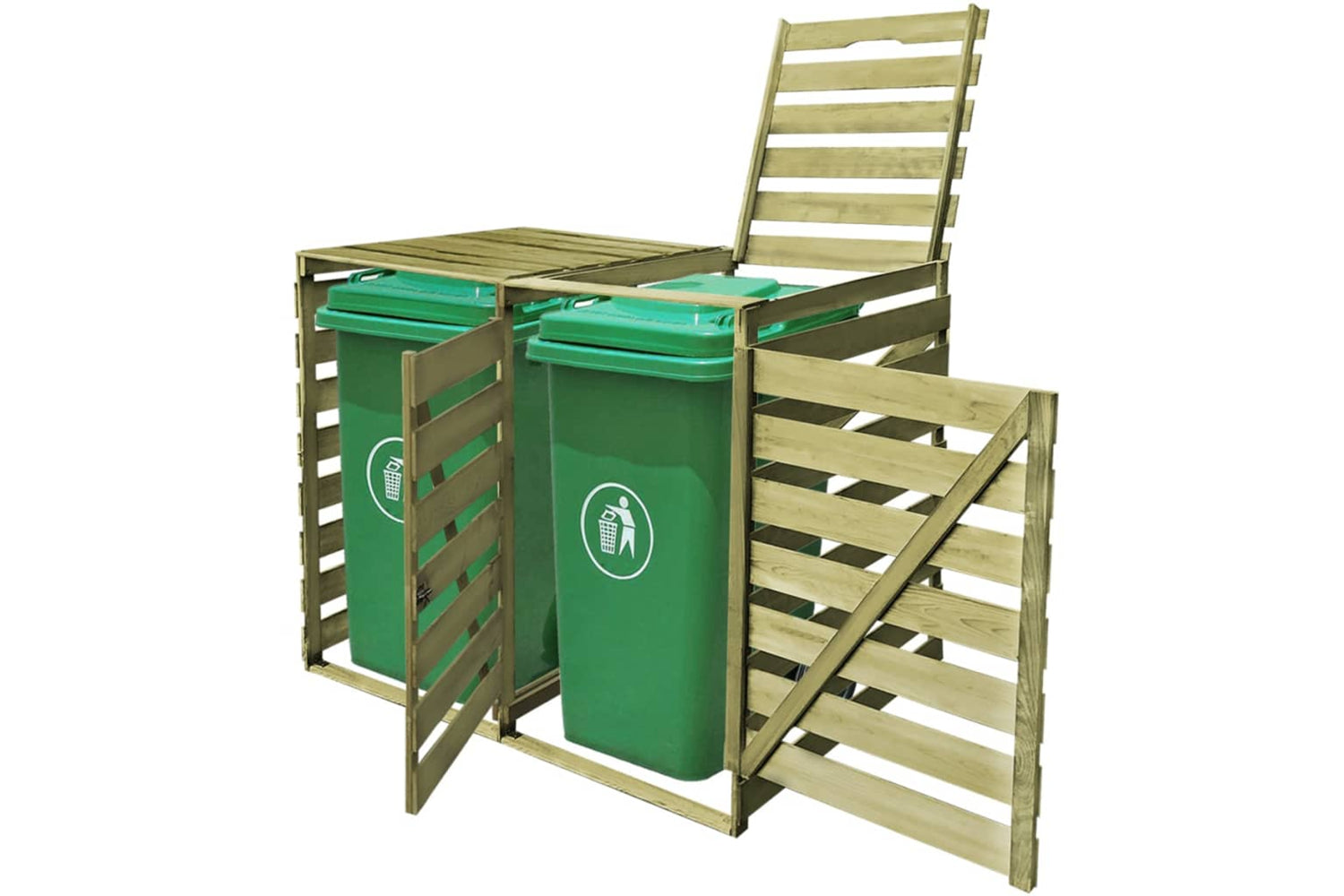 Vidaxl 42270 Double Wheelie Bin Shed 240 L Impregnated Wood-2