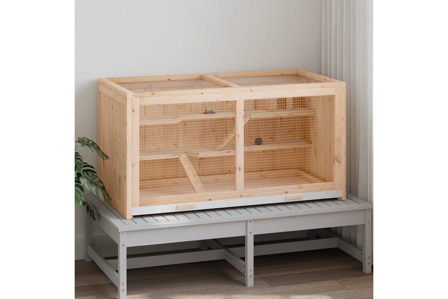vidaXL 172380 Hamster Cage 104x52x54cm Solid Wood Fir-2