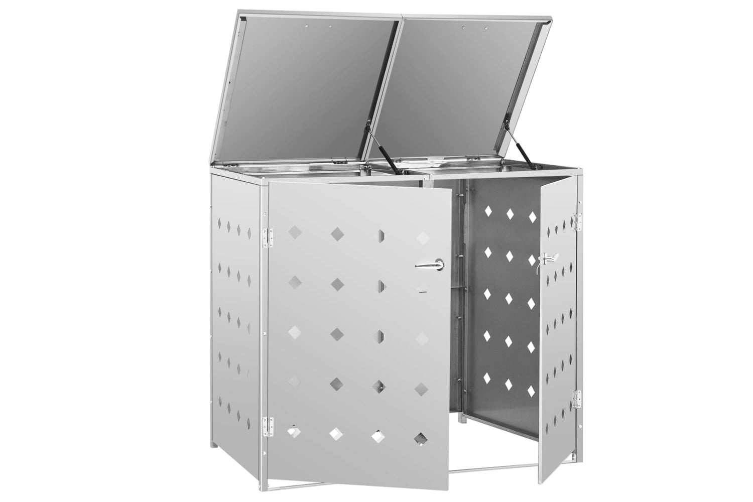 Vidaxl 145380 Double Wheelie Bin Shed 240 L Stainless Steel-3