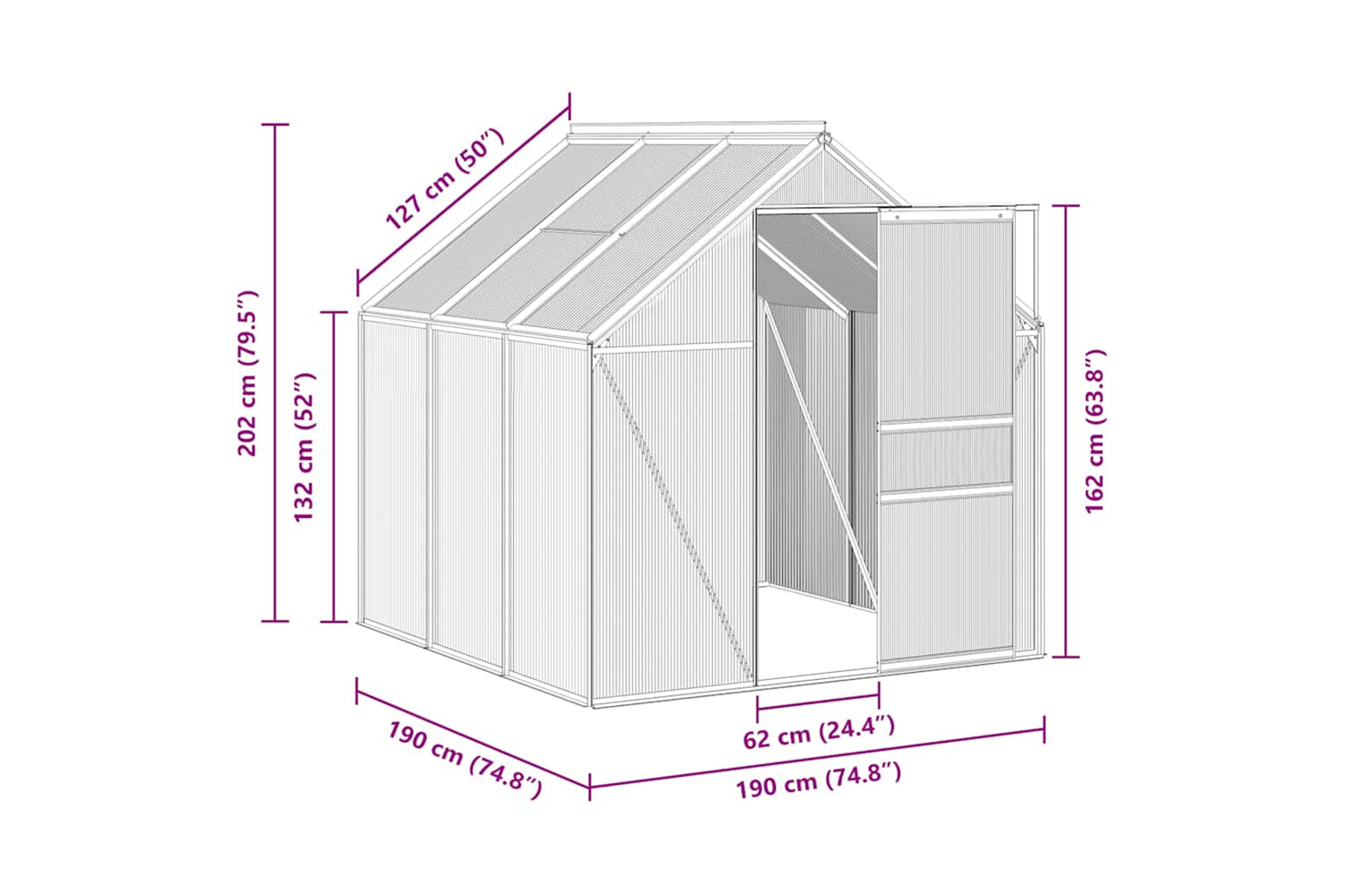 Vidaxl 48215 Greenhouse With Base Frame Anthracite Aluminium 3.61 Mâ²-7