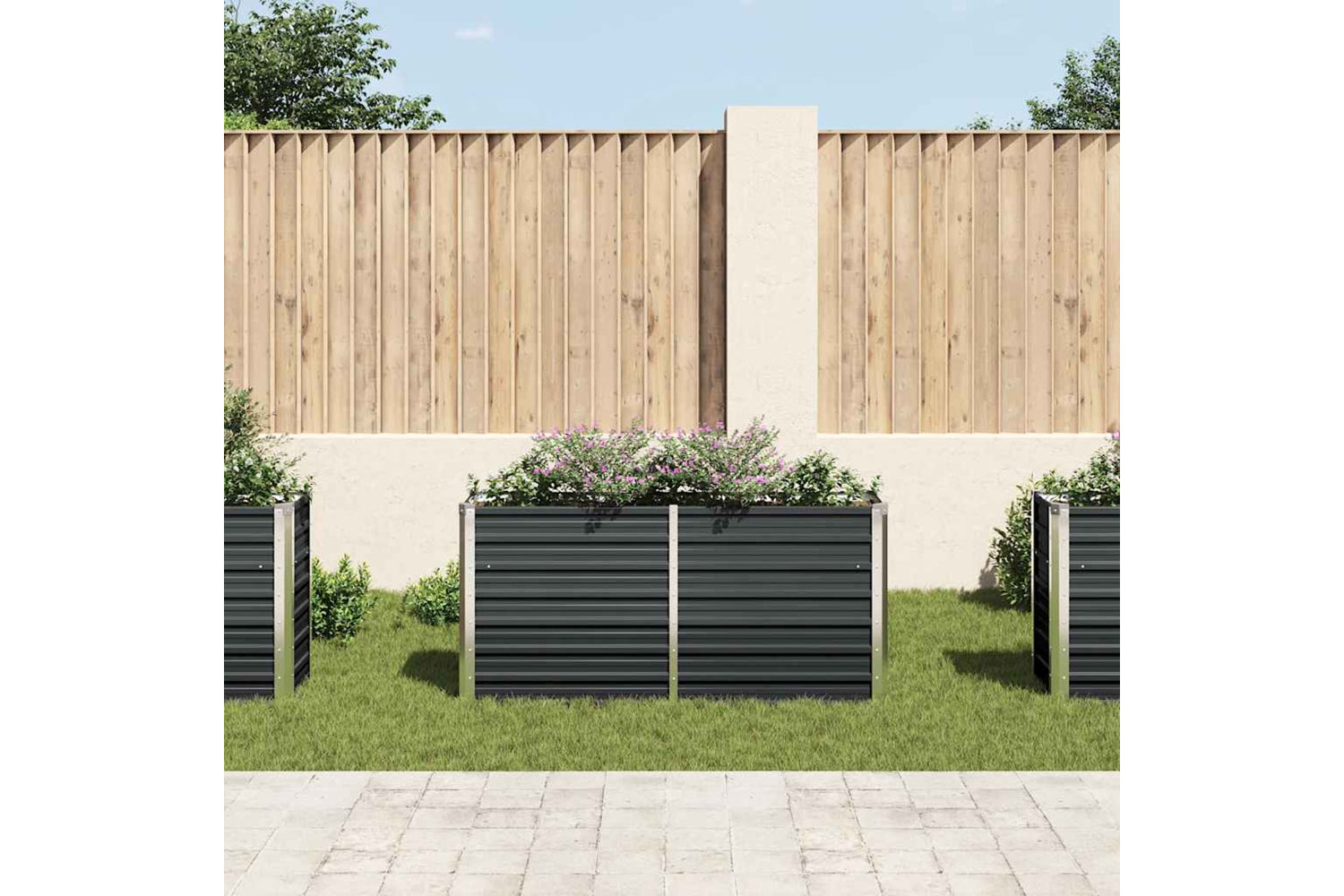 vidaXL 45730 Garden Raised Bed Anthracite 160x40x77cm Galvanised Steel-2