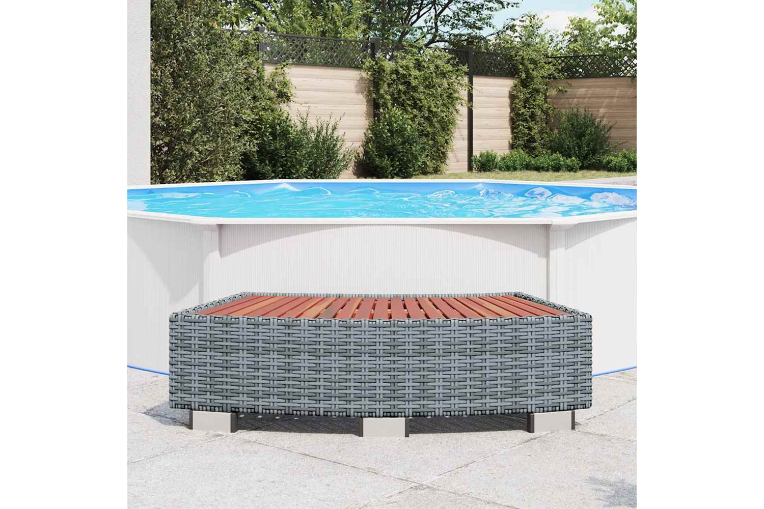 vidaXL 46461 Spa Step Grey Poly Rattan 92x45x25cm-2