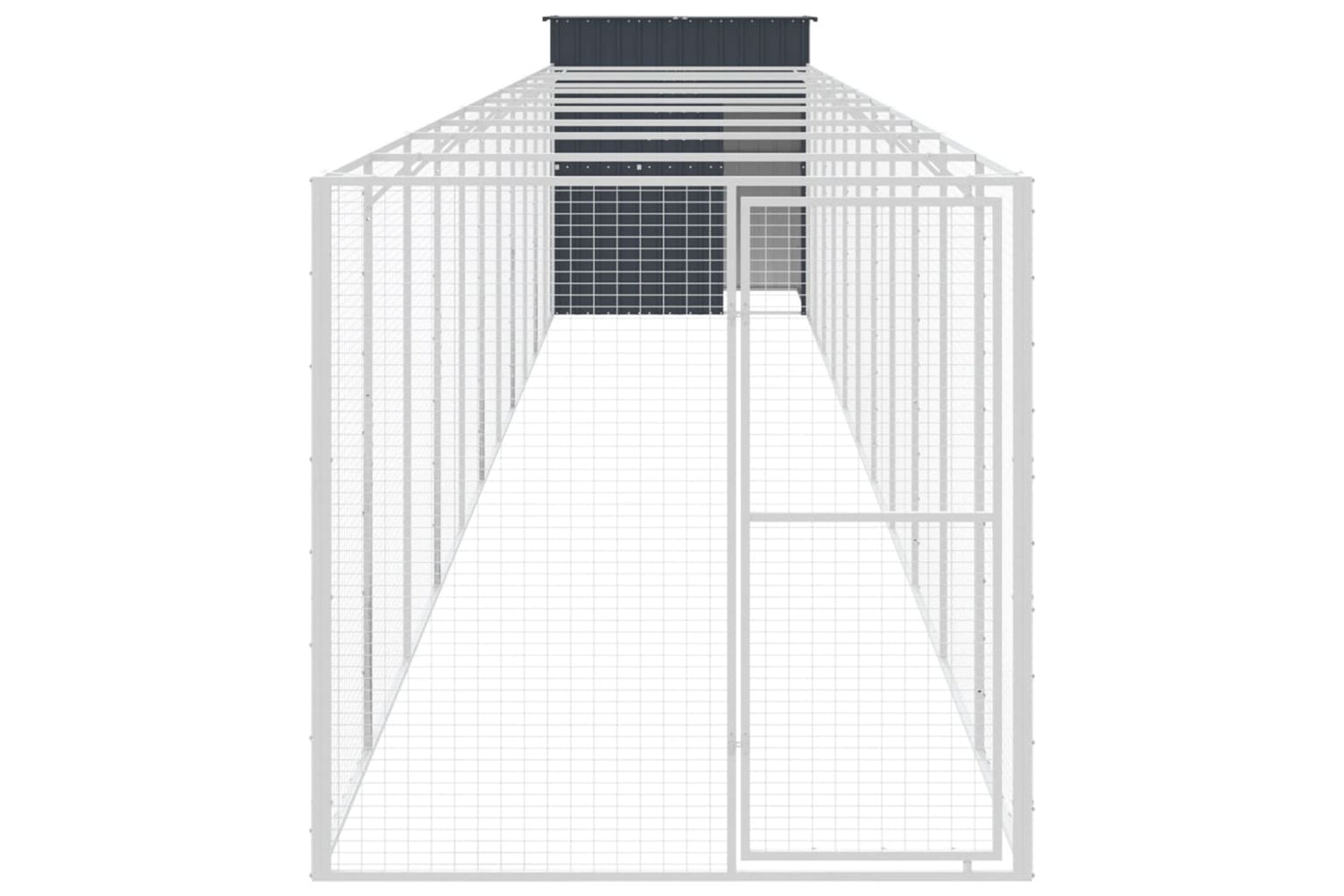 vidaXL 3189103 Dog House With Run Anthracite 165x1271x181cm Galvanised Steel-2