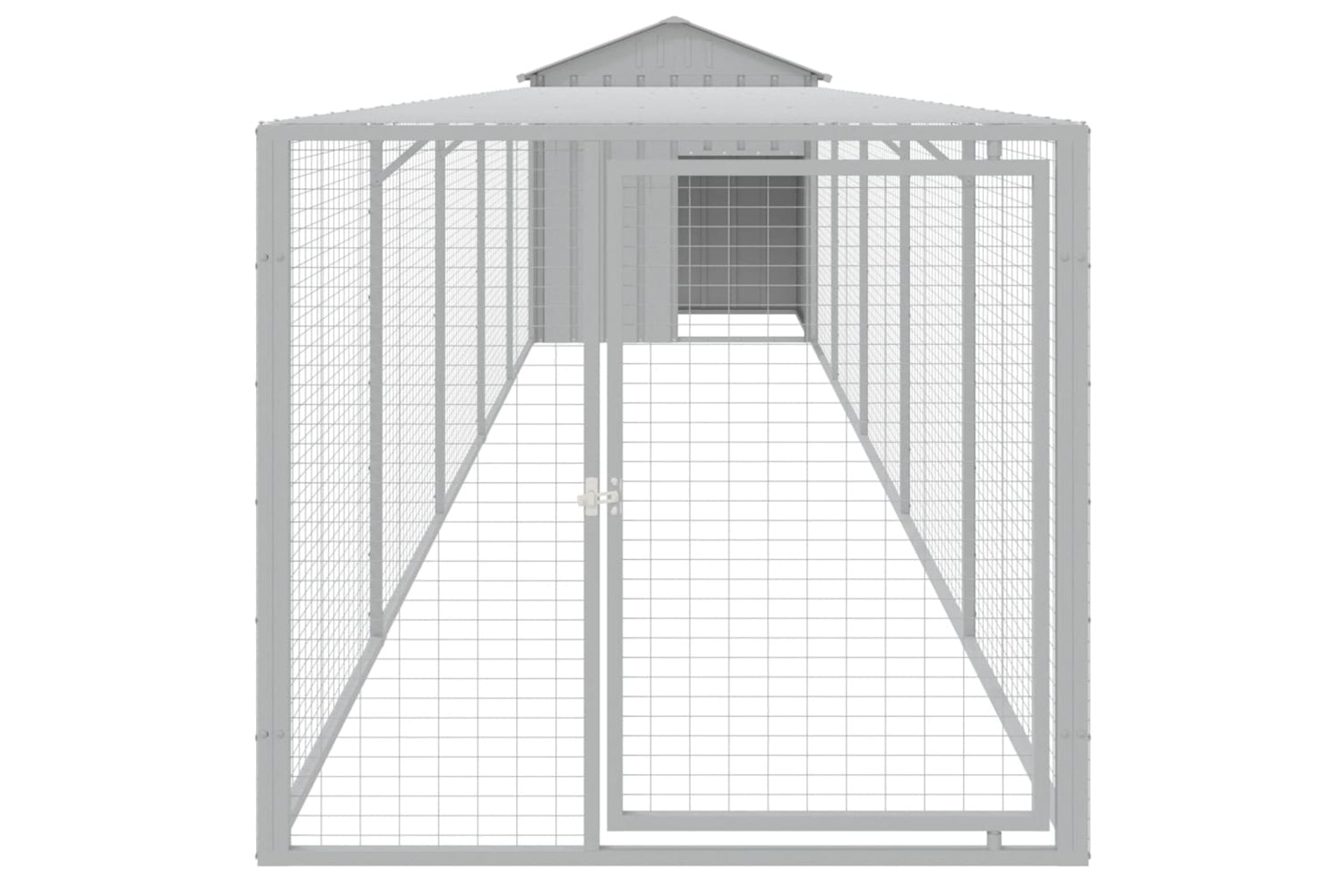 vidaXL 3189075 Chicken Cage With Run Light Grey 117x609x123cm Galvanised Steel-2