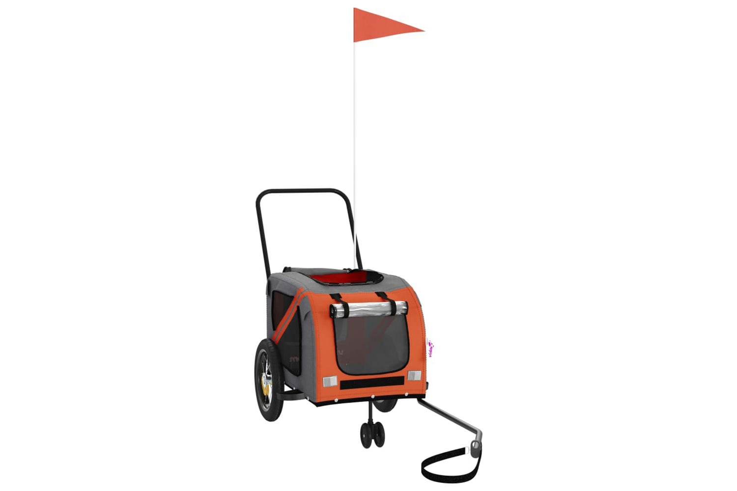 Vidaxl 93886 Pet Bike Trailer Orange And Black Oxford Fabric And Iron-2