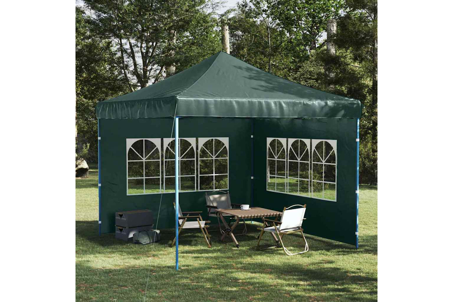 vidaXL Party Tent Sidewall 2 Pcs With Window Pe Green-2