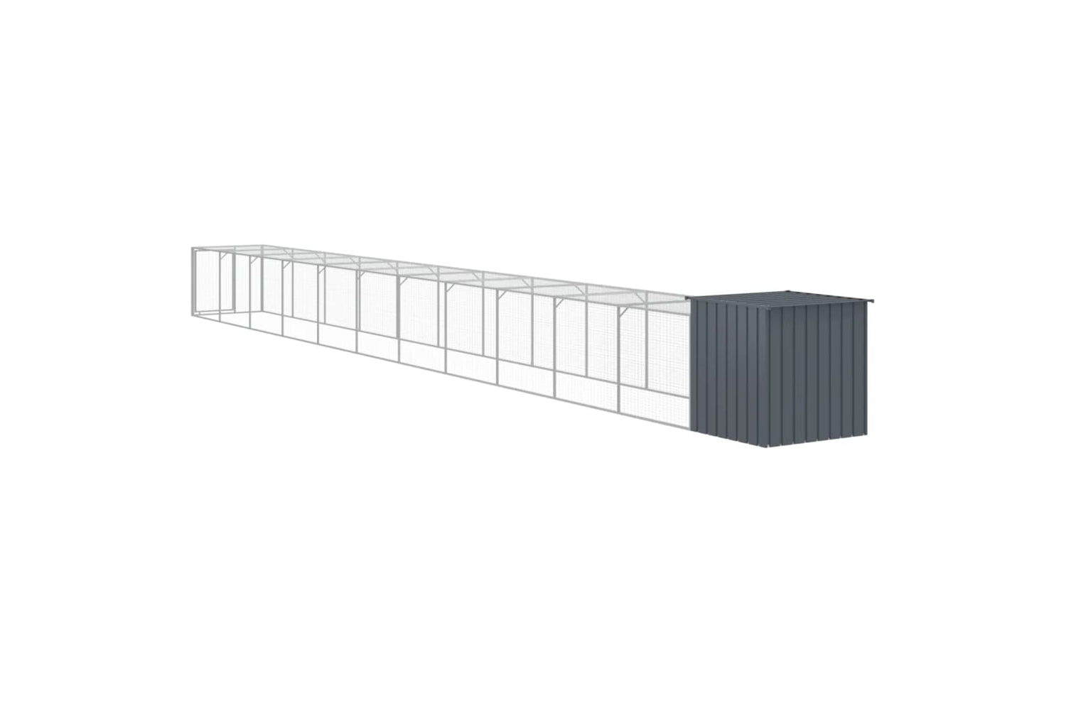 vidaXL 3189093 Chicken Cage With Run Anthracite 110x1221x110cm Galvanised Steel-4