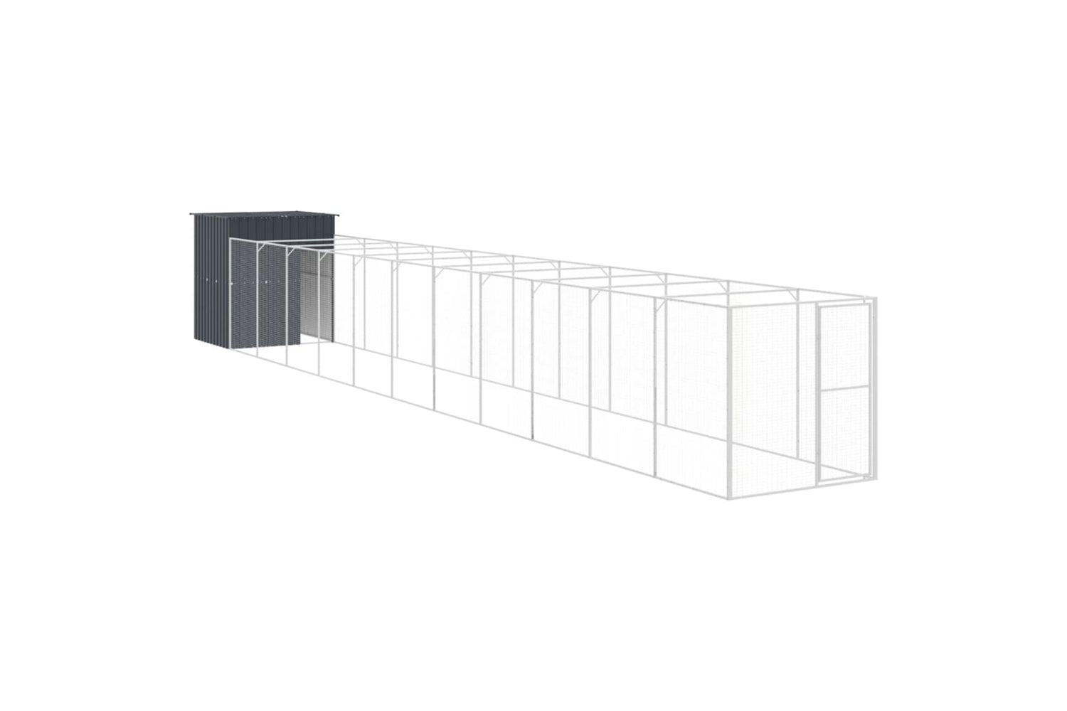 vidaXL 3189103 Dog House With Run Anthracite 165x1271x181cm Galvanised Steel-4