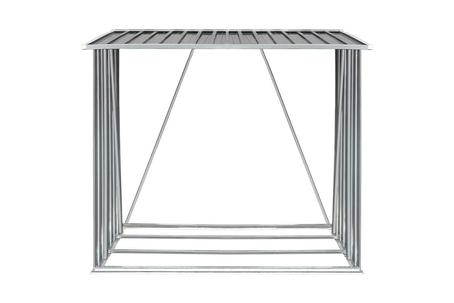 vidaXL 44959 Garden Log Storage Shed Galvanised Steel 163x83x154cm Grey-2