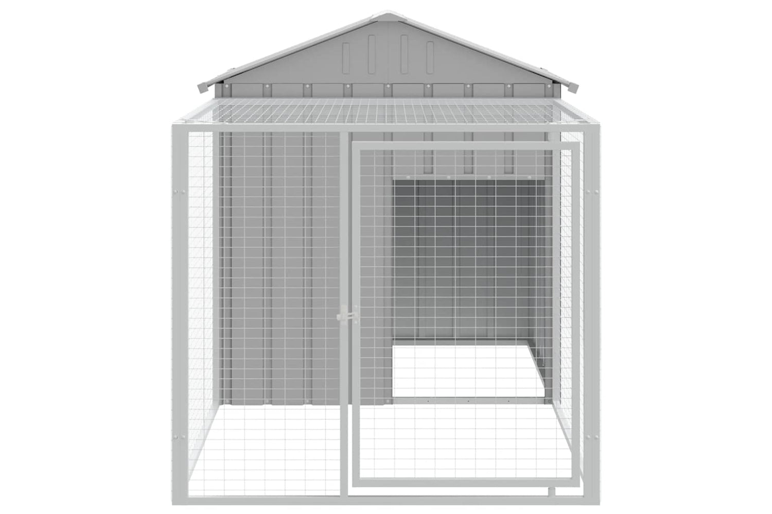 Vidaxl Chicken Cage With Run Light Grey 117x201x123 Cm Galvanised Steel-2