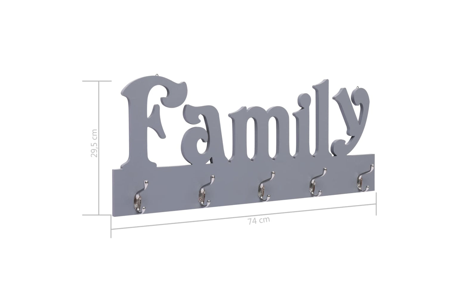 vidaXL 284246 Wall Mounted Coat Rack Family Grey 74x29.5cm-6