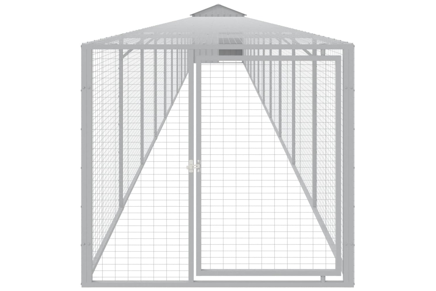 vidaXL 3189078 Chicken Cage With Run Light Grey 117x1221x123cm Galvanised Steel-2