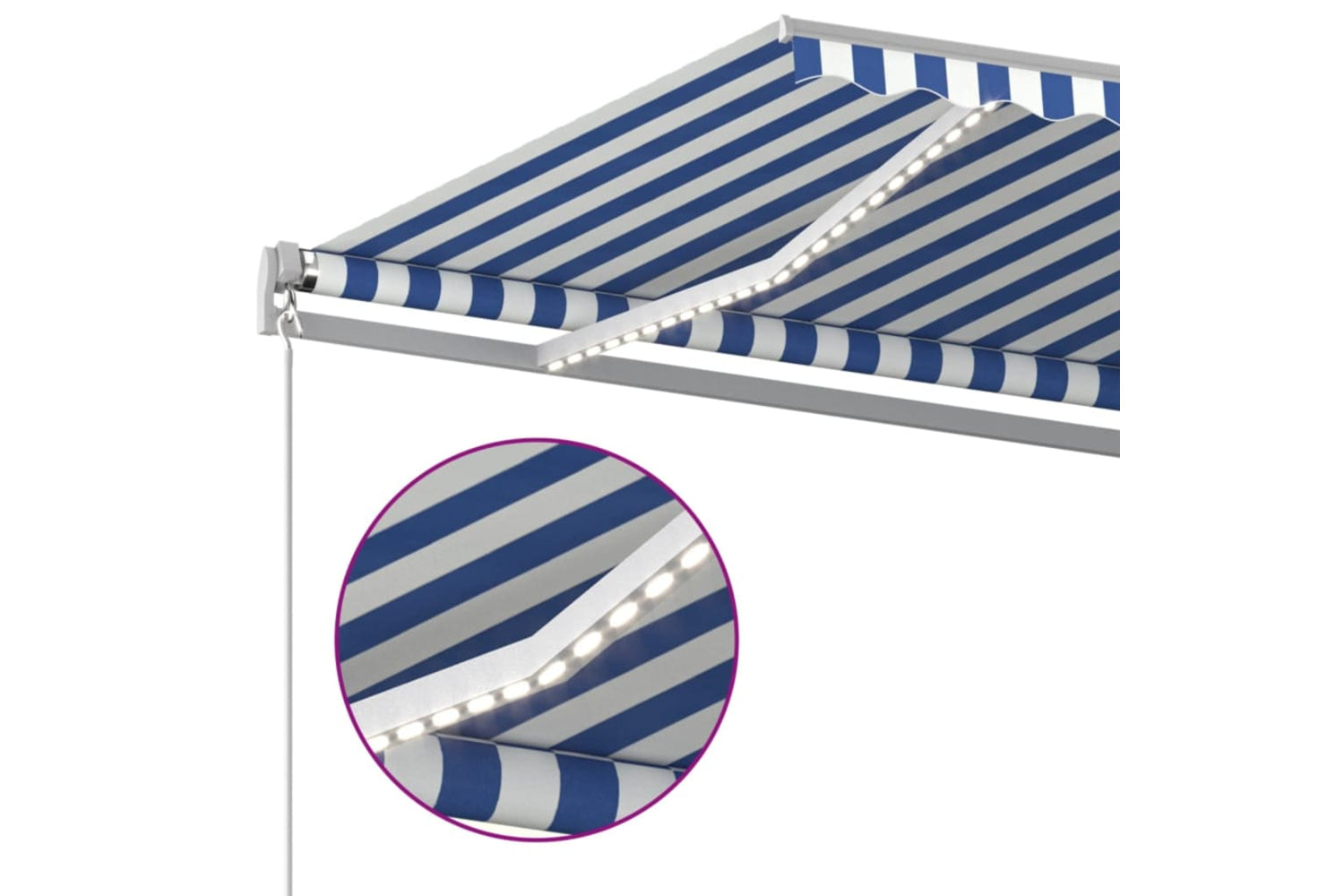 vidaXL 3068981 Manual Retractable Awning With Led 400x350cm Blue And White-4