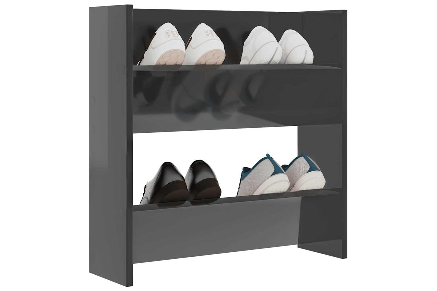 vidaXL 806738 Wall Shoe Cabinet High Gloss Grey 60x18x60cm Engineered Wood-3