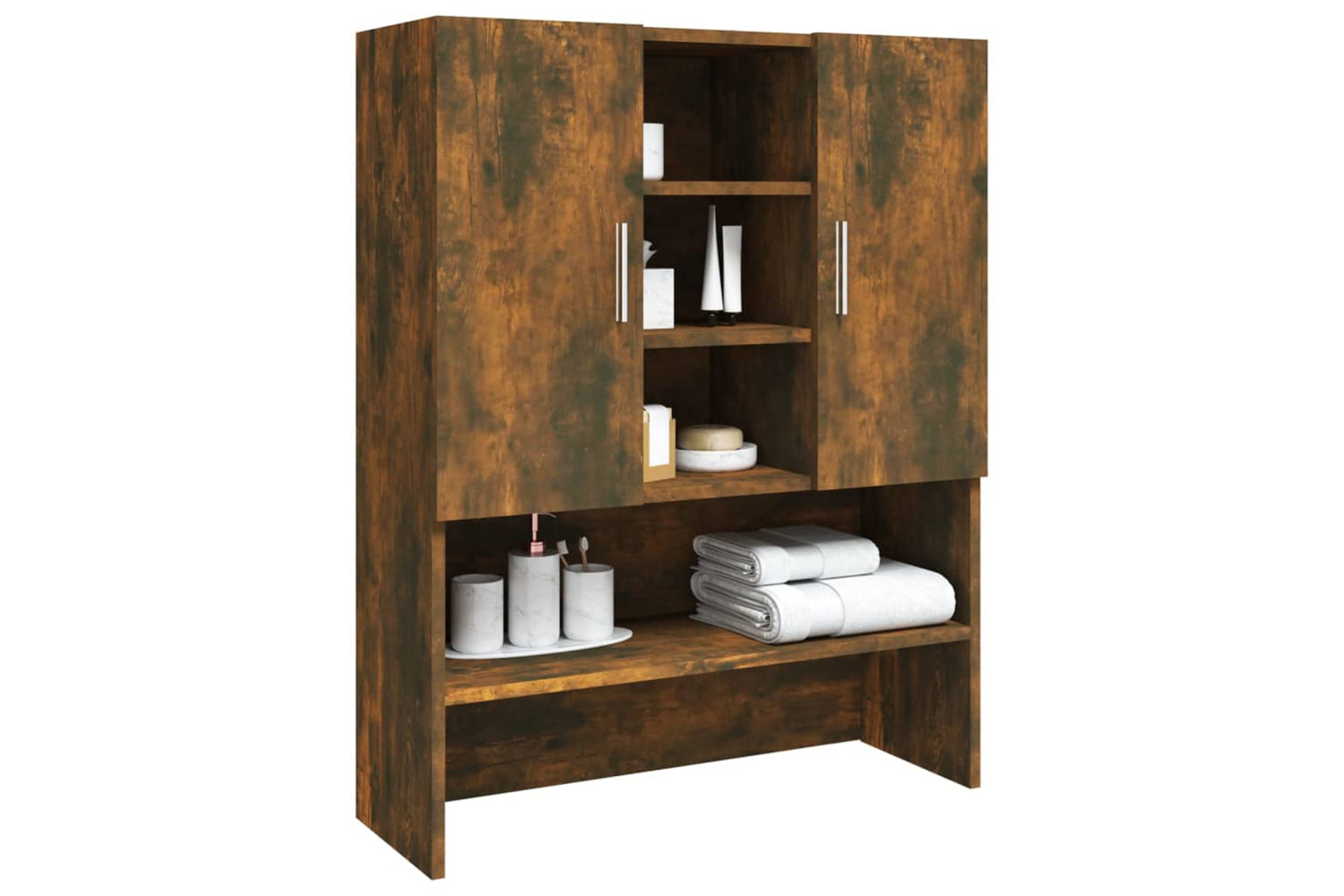 vidaXL 815945 Washing Machine Cabinet Smoked Oak 70.5x25.5x90cm-4