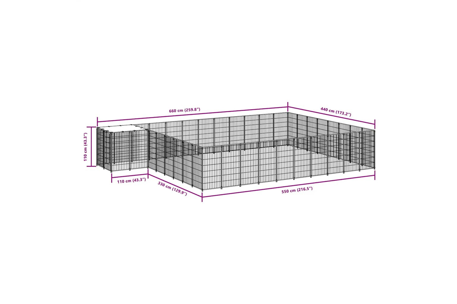 Vidaxl 3082229 Dog Kennel Black 25.41 M2 Steel-6