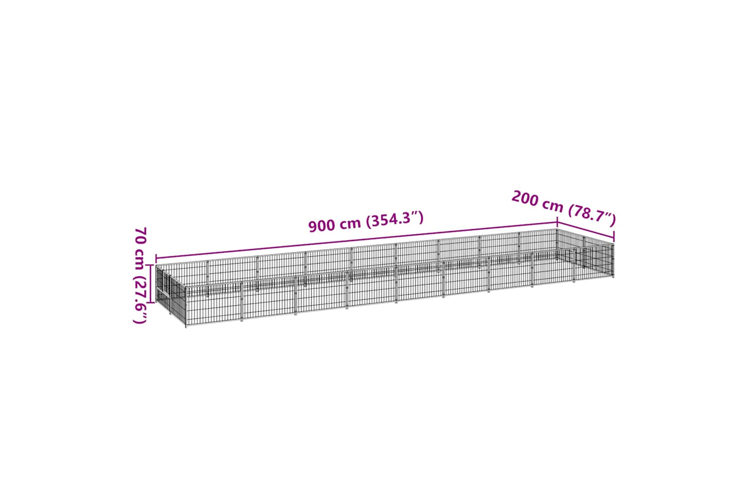 Vidaxl 3082116 Dog Kennel Black 18 M2 Steel-6