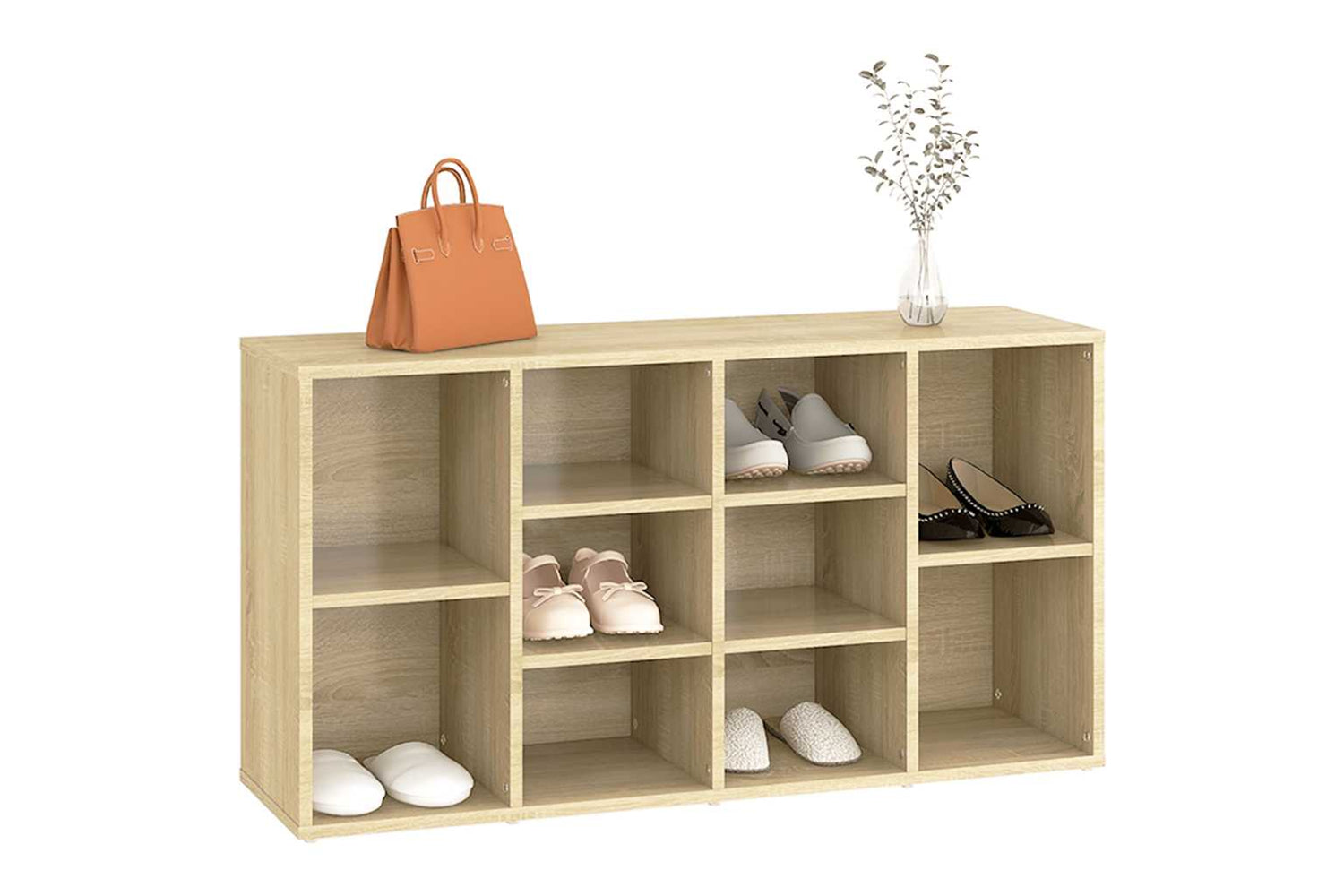 vidaXL 803293 Shoe Bench Sonoma Oak 103x30x54.5cm Engineered Wood-3