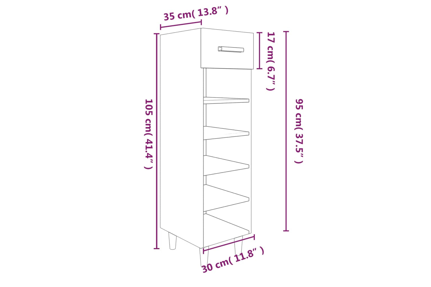 vidaXL 817562 Shoe Cabinet Grey Sonoma 30x35x105cm Engineered Wood-8