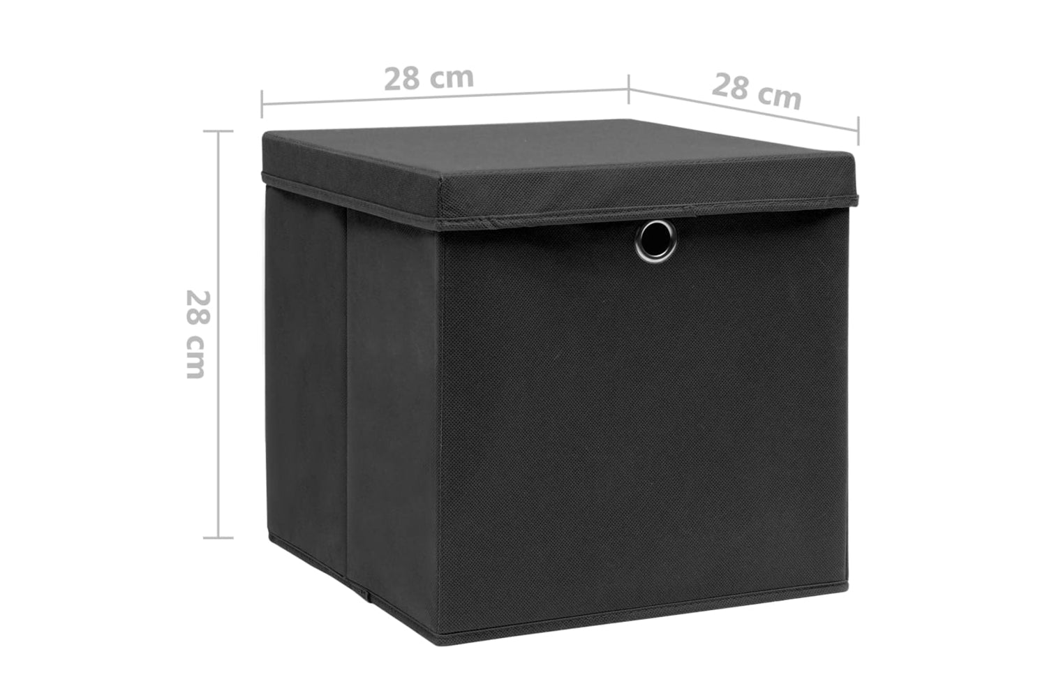 vidaXL 325190 Storage Boxes With Covers 10 Pcs 28x28x28cm Black-6