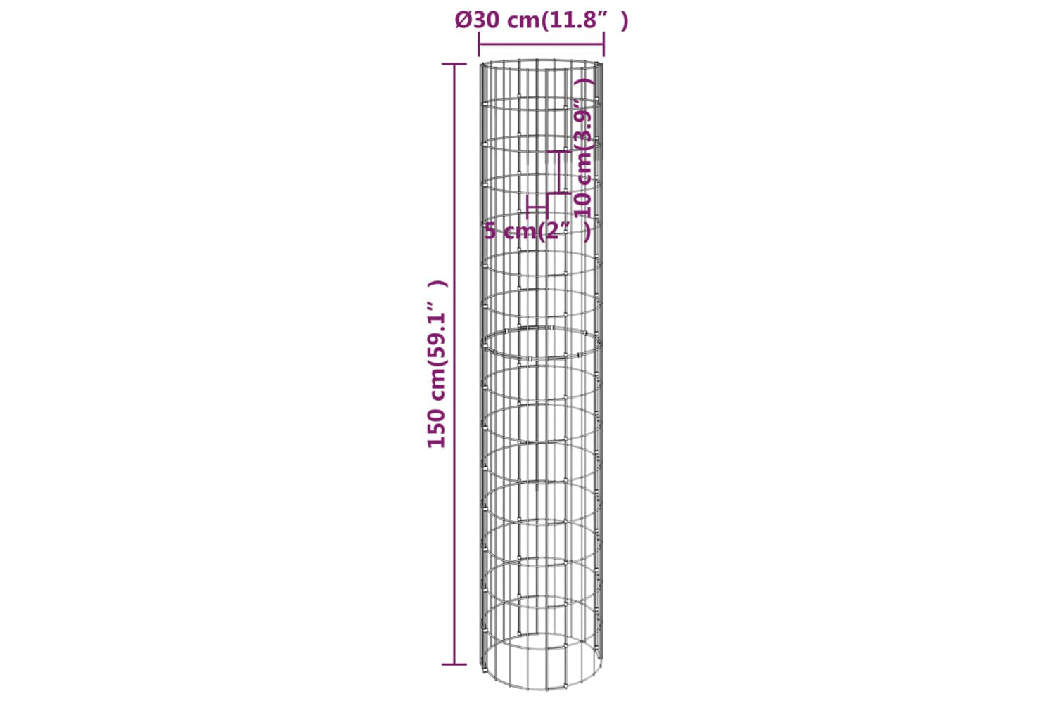 vidaXL 152023 Circular Gabion Raised Beds 4 Pcs ÃƒÂƒÃ‚Â˜30x50/100/150/200cm-6