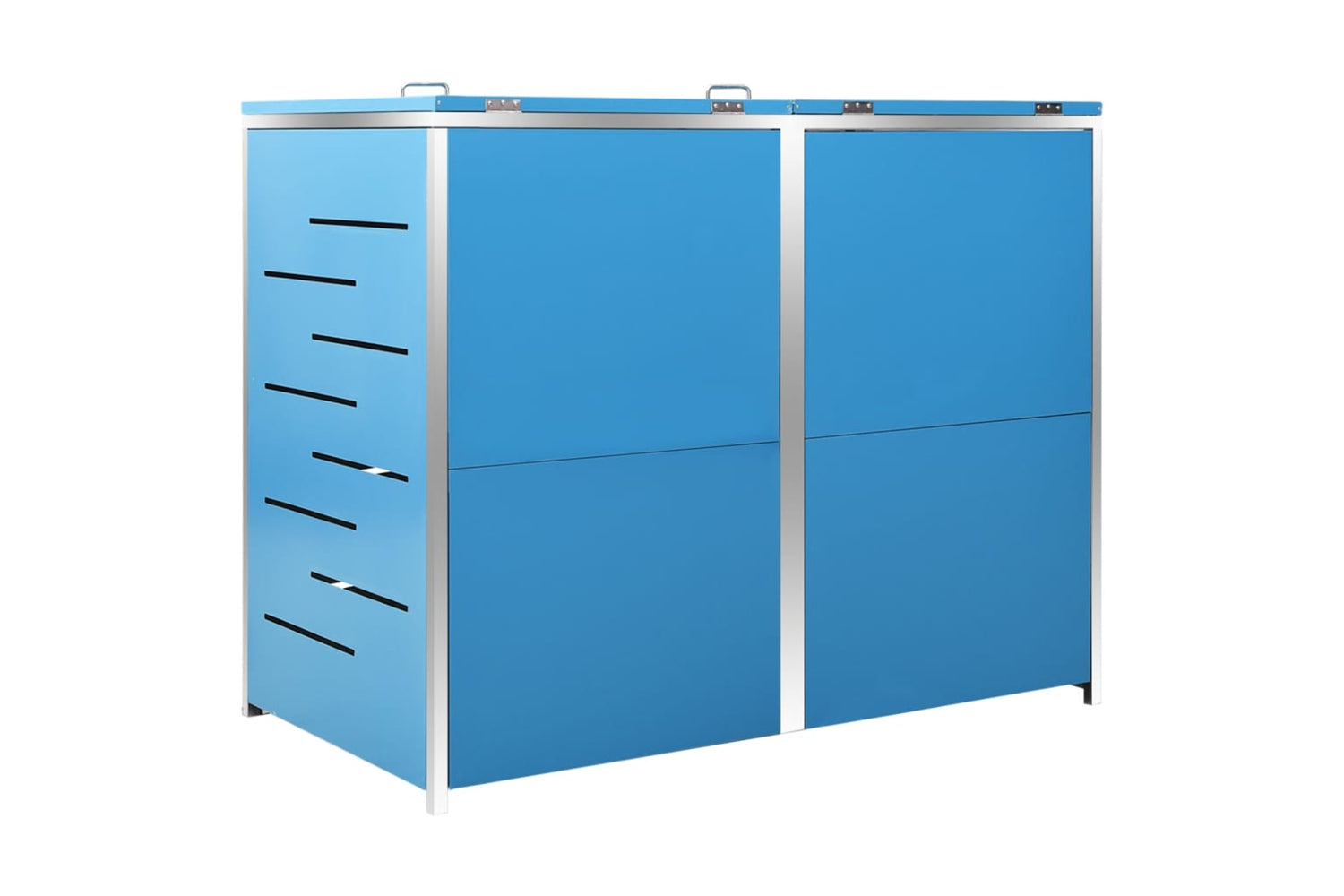 vidaXL Double Wheelie Bin Shed 138x77.5x112.5cm Stainless Steel-6