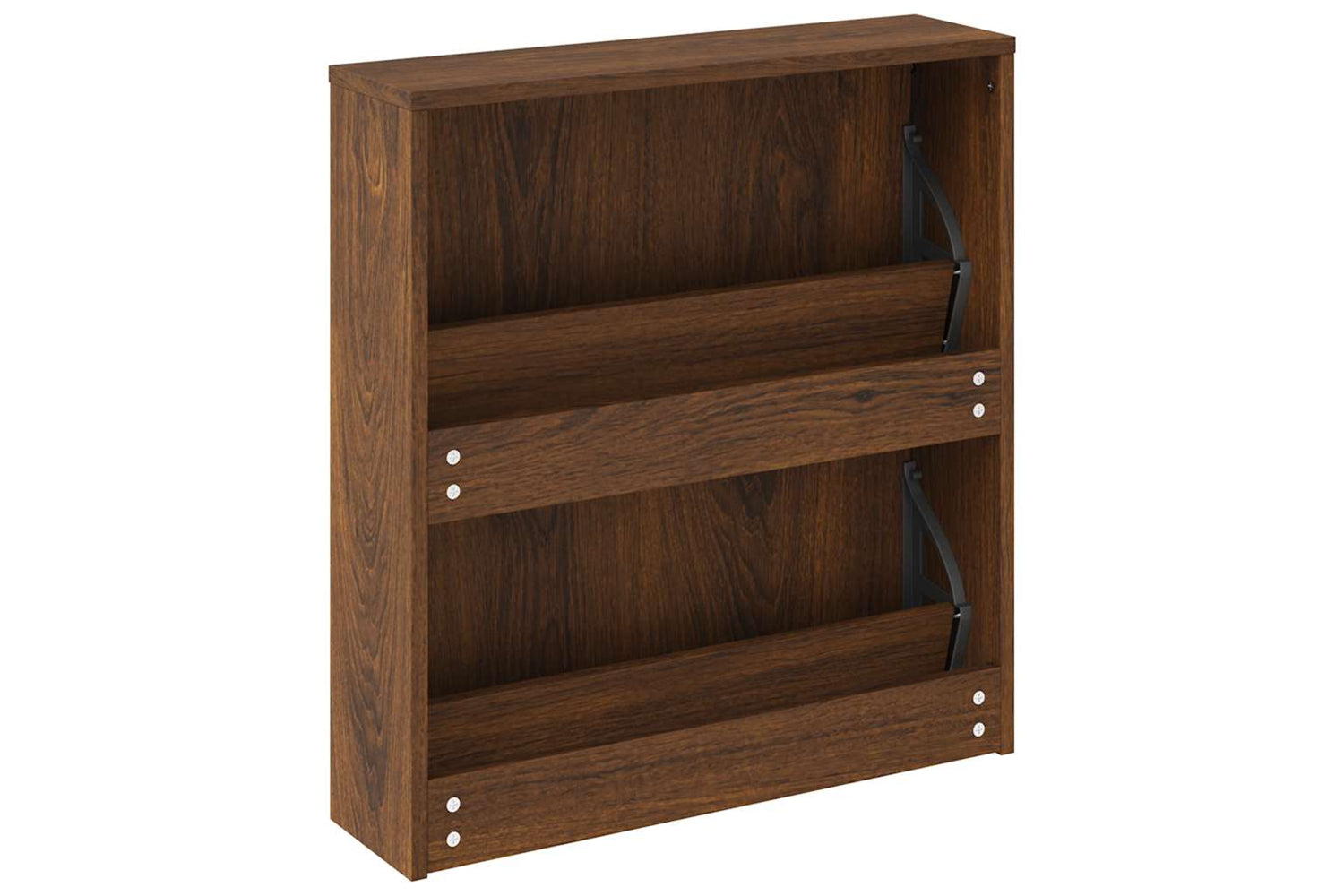 vidaXL 342634 Shoe Cabinet With Mirror 2-layer Brown Oak 63x17x67cm-5
