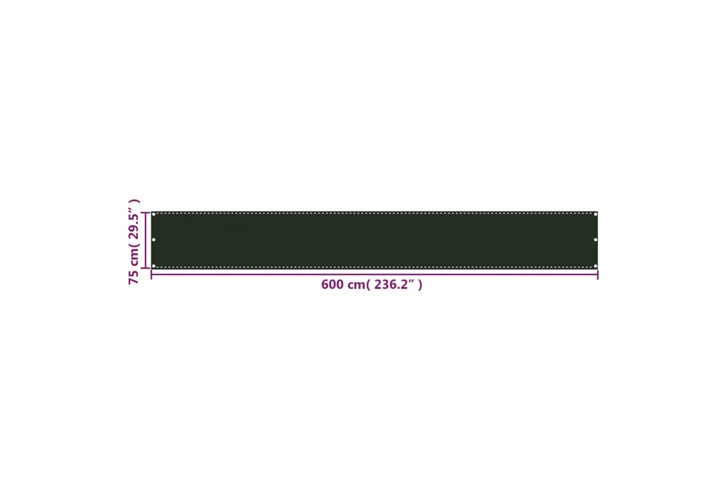 vidaXL 310971 Balcony Screen Dark Green 75x600cm Hdpe-5