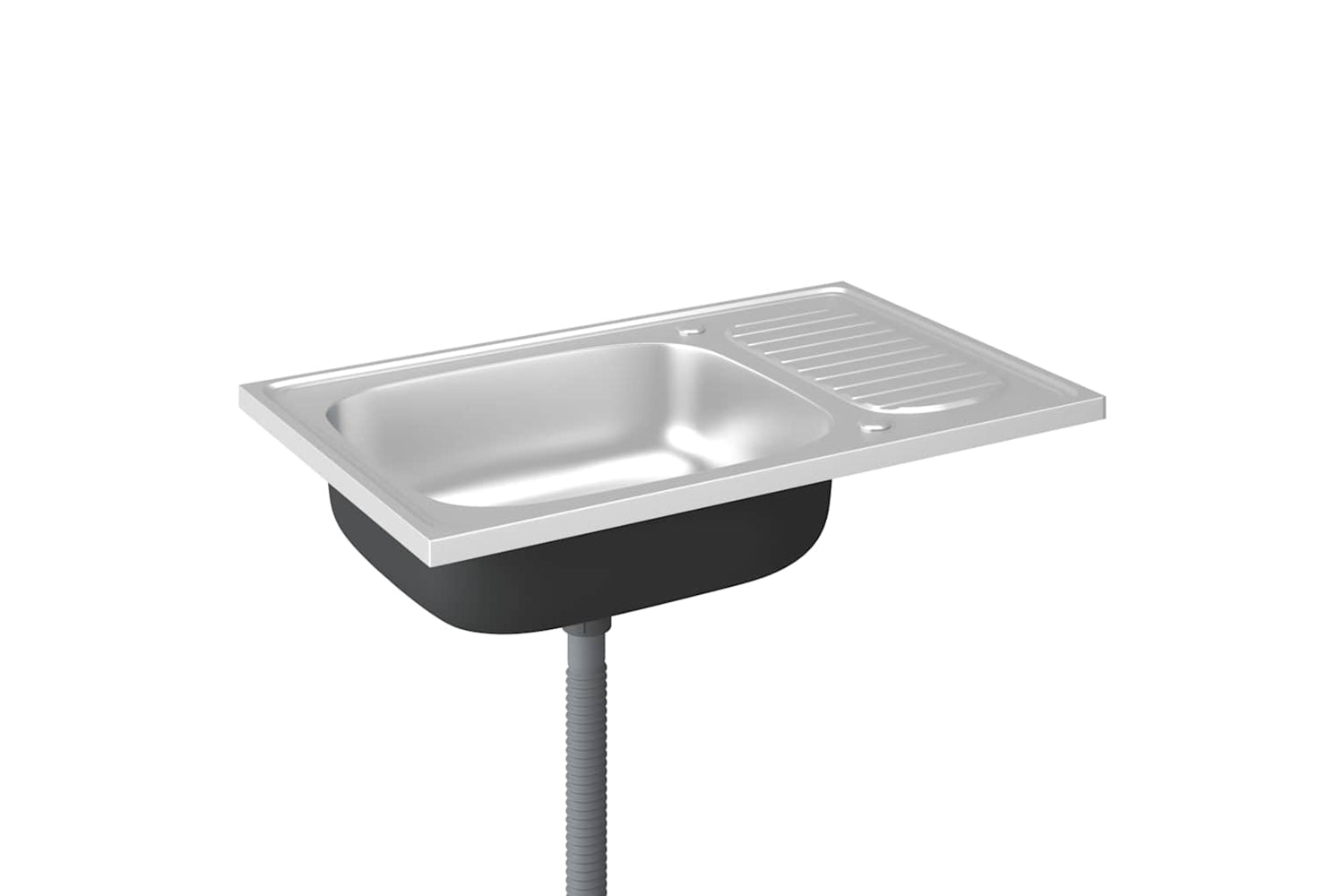 Vidaxl 147232 Kitchen Sink With Drainer Set Silver 800x500x155 Mm Stainless Steel-4