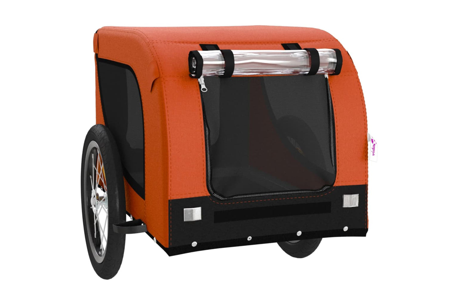 Vidaxl 93998 Pet Bike Trailer Orange And Black Oxford Fabric And Iron-3