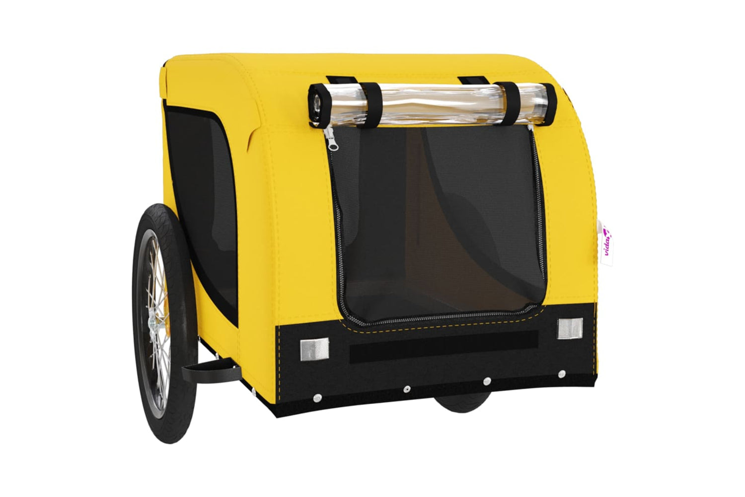 Vidaxl 94008 Pet Bike Trailer Yellow And Black Oxford Fabric And Iron-3