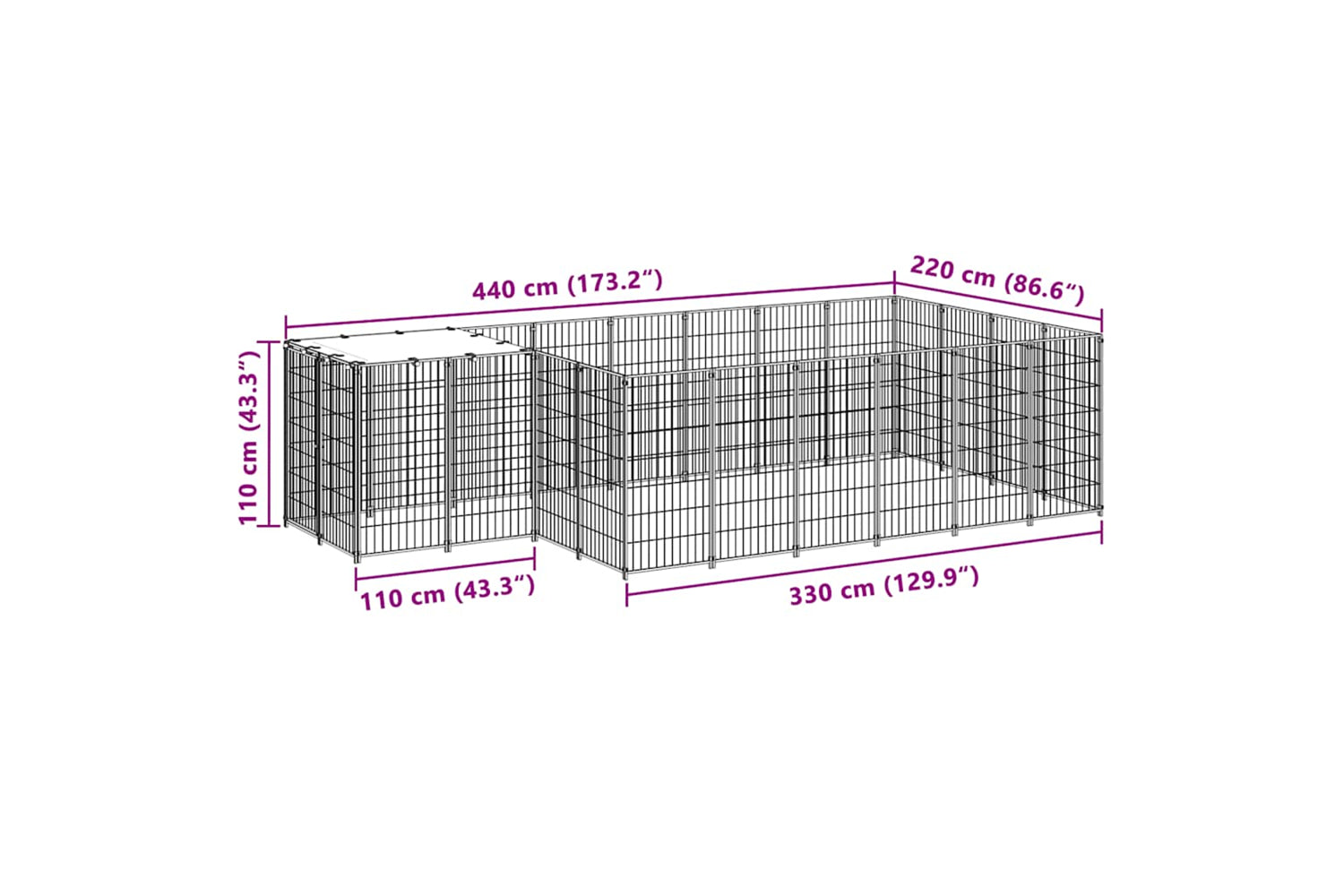 Vidaxl 3082206 Dog Kennel Black 8.47 M2 Steel-6