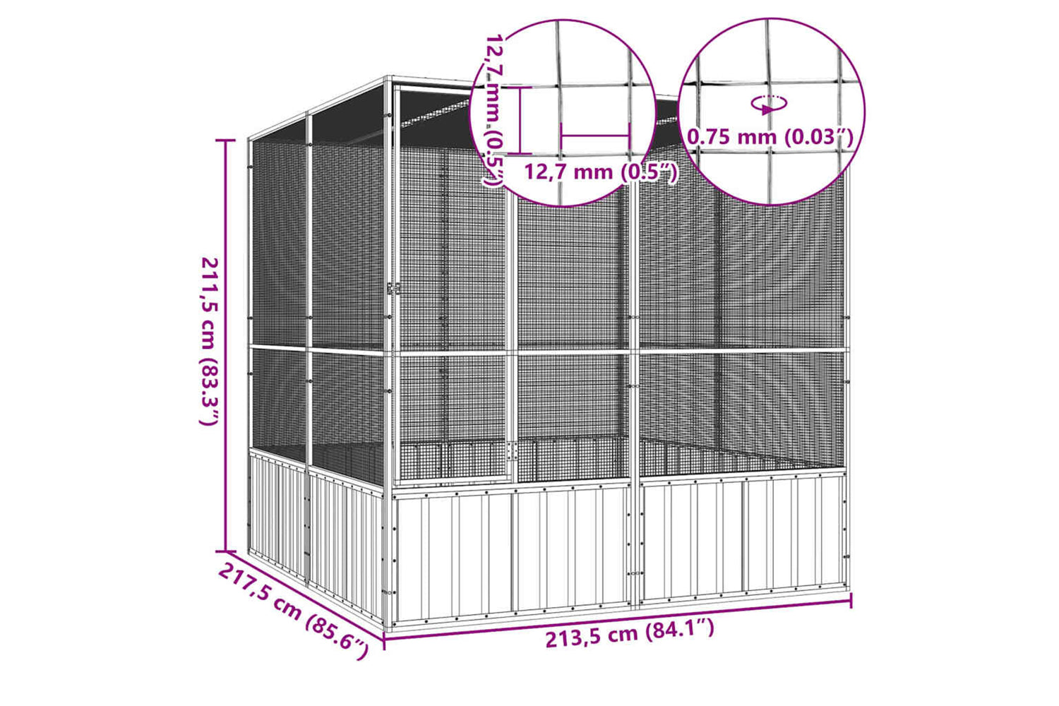 Vidaxl Bird Cage Anthracite 213.5x217.5x211.5 Cm Galvanised Steel-6