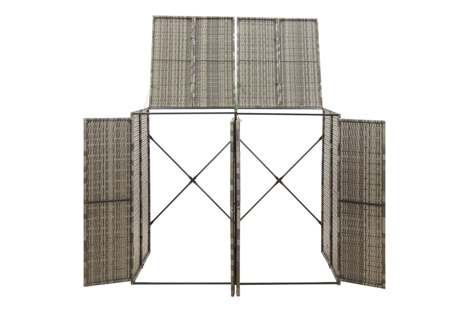 vidaXL 319865 Double Wheelie Bin Shed Grey 140x80x117cm Poly Rattan-3