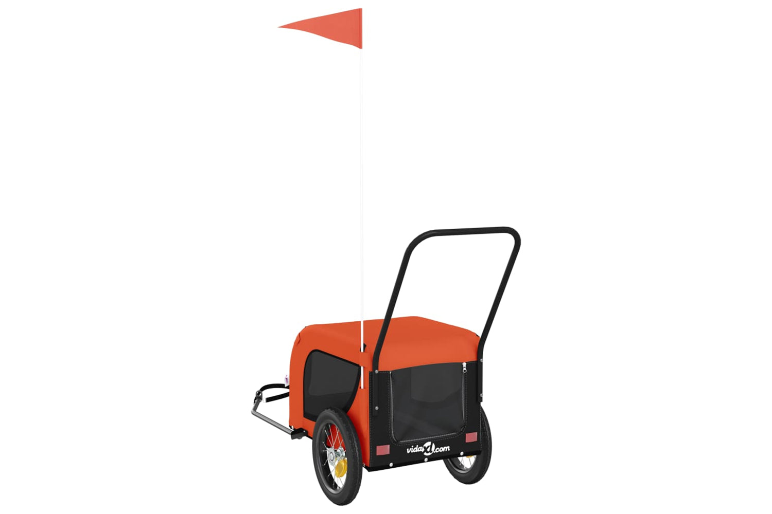 Vidaxl 94012 Pet Bike Trailer Orange And Black Oxford Fabric And Iron-6