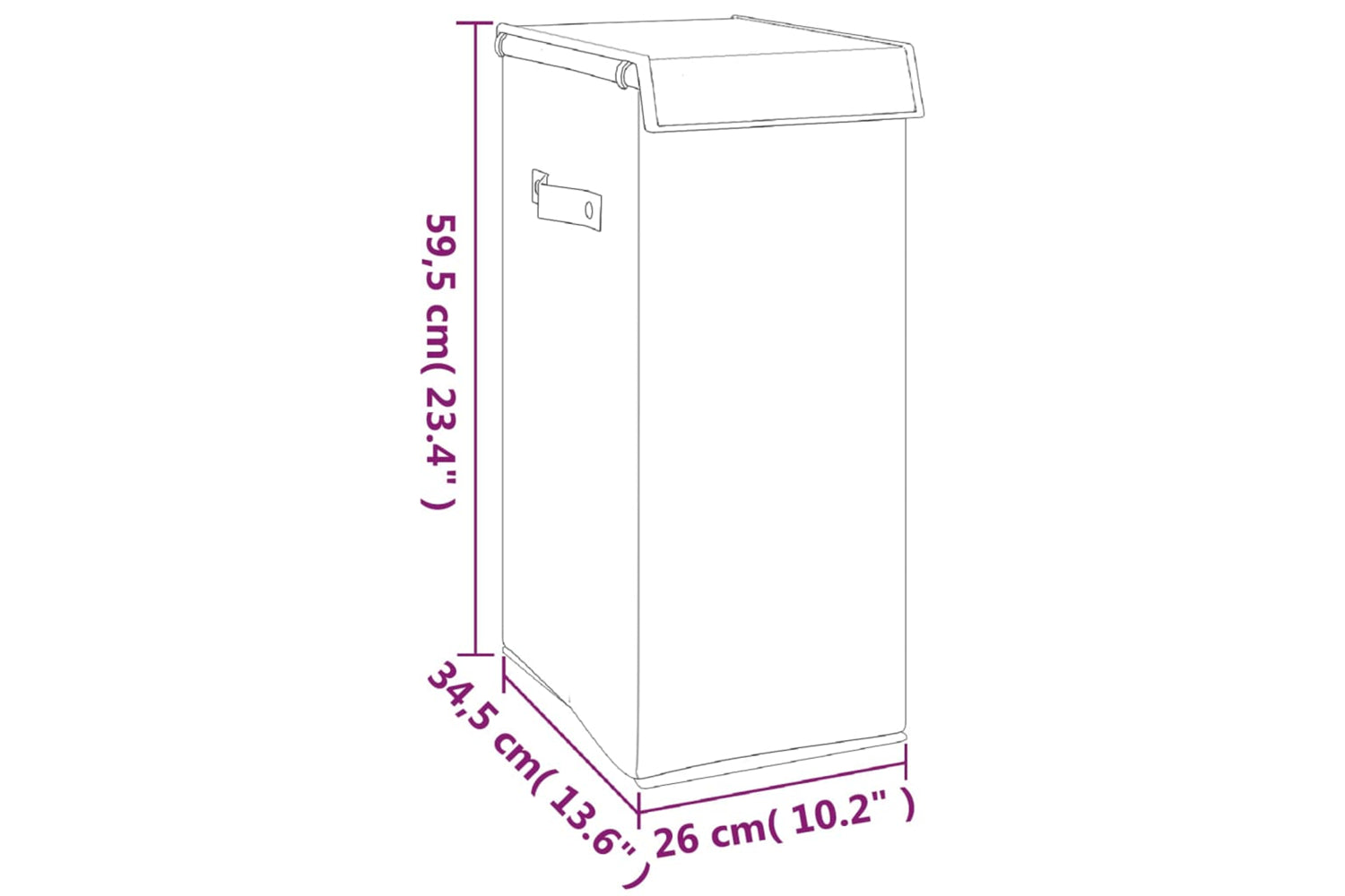 vidaXL 351039 Foldable Laundry Hamper Grey 26x34.5x59.5cm Faux Linen Fabric-8