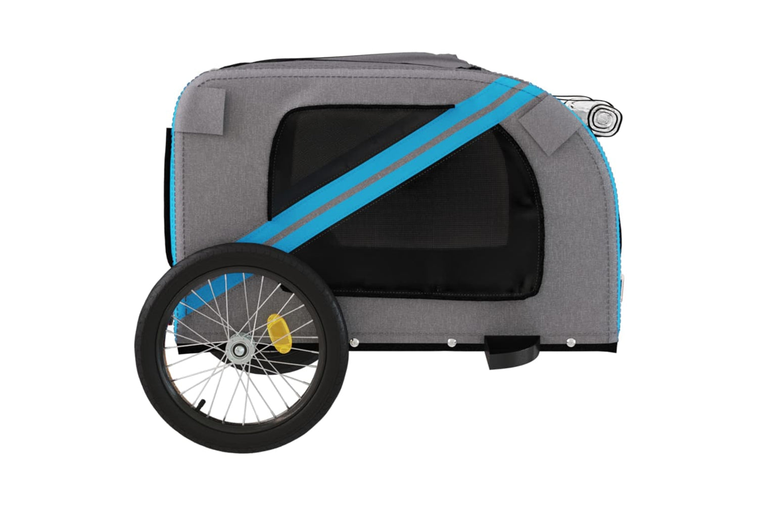 Vidaxl 93883 Pet Bike Trailer Blue And Grey Oxford Fabric And Iron-6