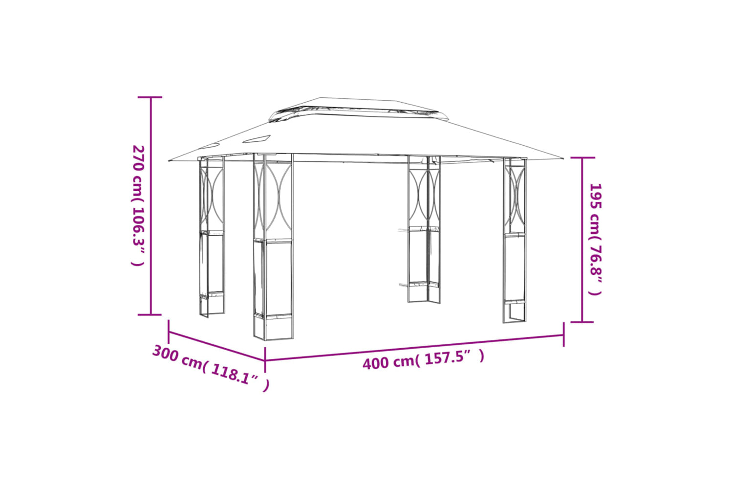 vidaXL 360142 Gazebo With Roof Anthracite 400x300x270cm Steel-6