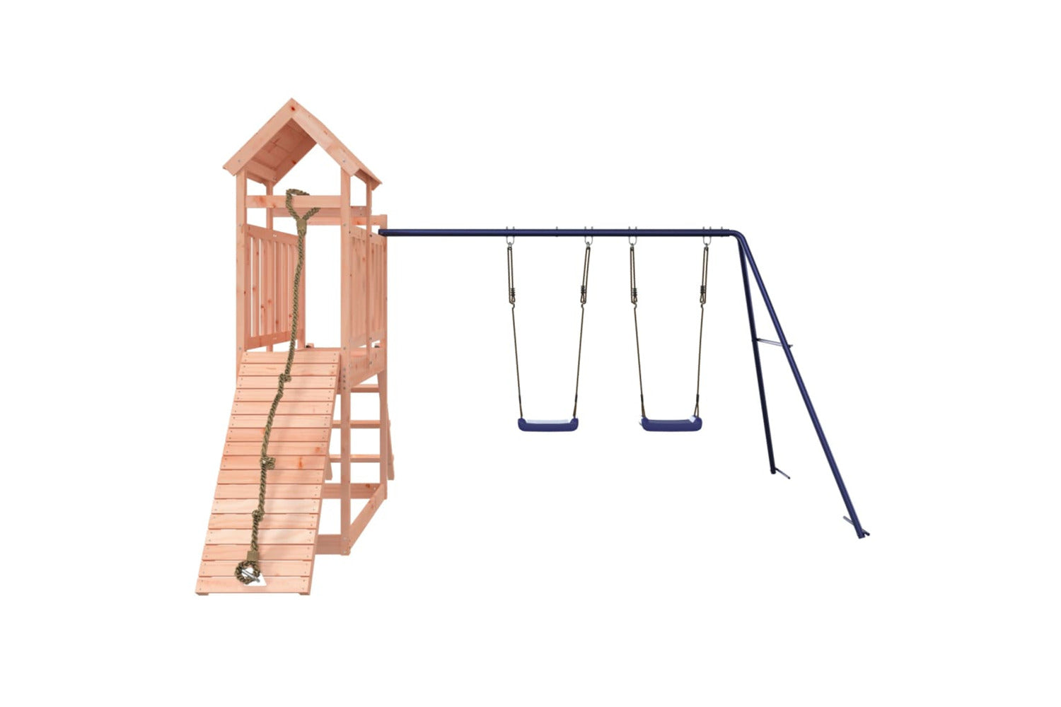 Vidaxl 3155874 Playhouse With Swings Climbing Wall Solid Wood Douglas-4