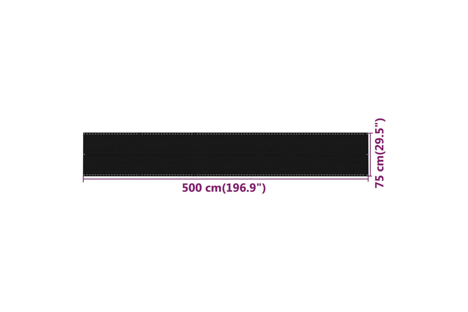 vidaXL 311030 Balcony Screen Black 75x500cm Hdpe-5