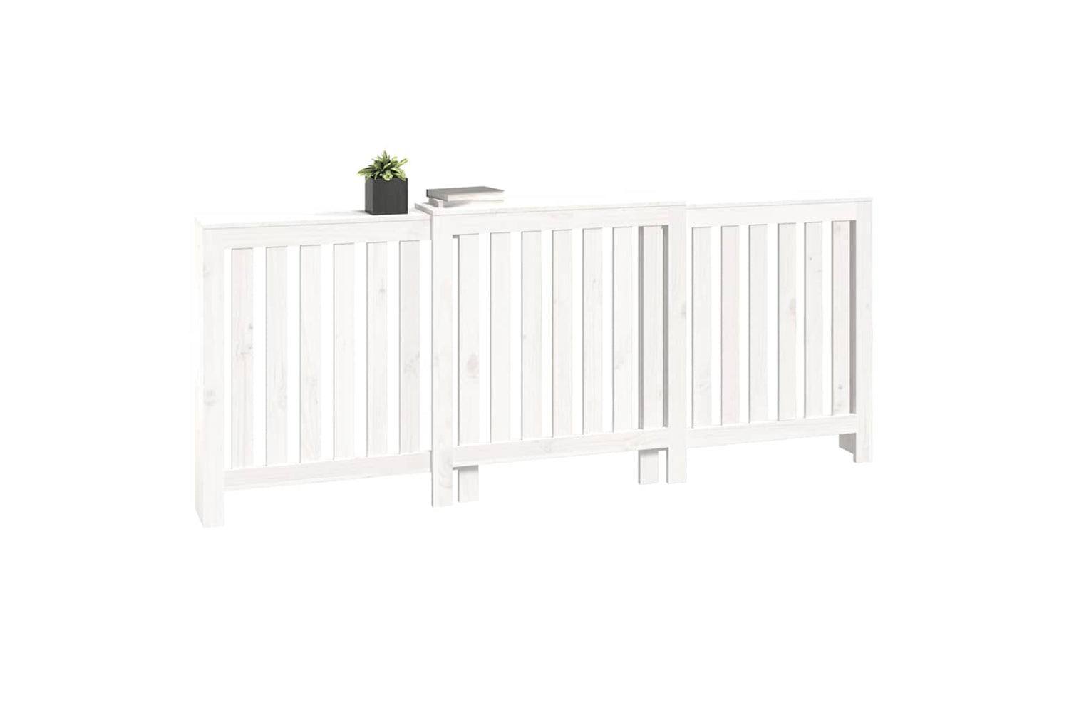 vidaXL 822587 Radiator Cover White 210x21x85cm Solid Wood Pine-3