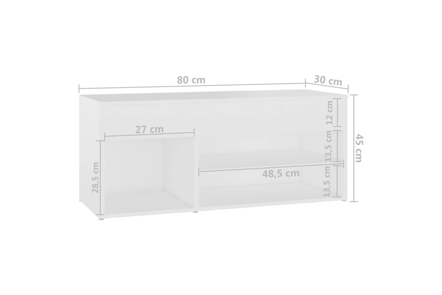 vidaXL 808747 Shoe Bench White 80x30x45cm Engineered Wood-7