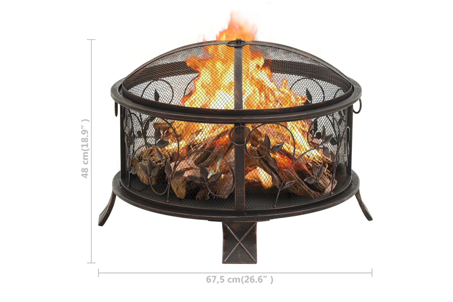 vidaXL 311891 Rustic Fire Pit With Poker 67.5cm Xxl Steel-8