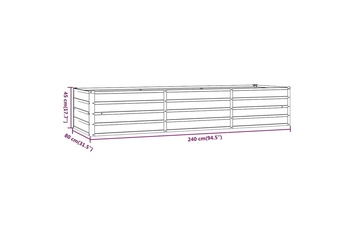 Vidaxl Garden Raised Bed Rusty 240x80x45 Cm Corten Steel-7